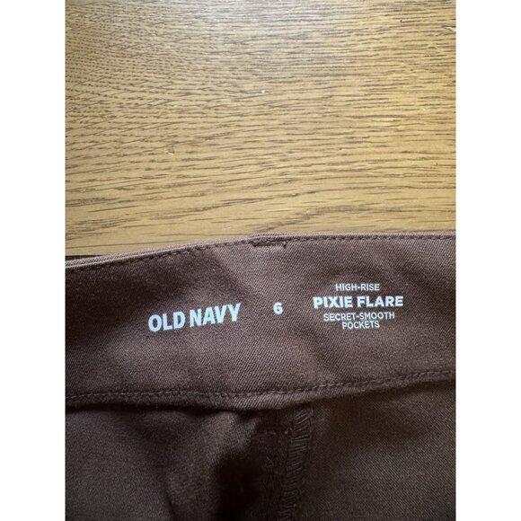 Old Navy Pants Women's Size 6 Brown High Rise Pixie Secret Smooth Pockets - Picture 3 of 14